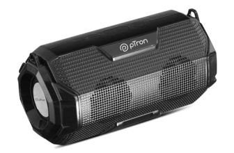 Ptron Newly Launched Fusion Rock 16W Portable Bluetooth 5.0 Speaker With Dual Drivers, 6Hrs Playtime, Speaker For Phone/Laptop/Tablets/Projectors, Aux/Tf Card/Usb Drive Playback & Tws Function (Black)