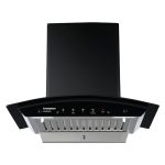 Crompton Intellimotion 60 Cm Curved Glass Kitchen Chimney With Auto-Clean & 990 M³/Hr Suction | Silent Kitchen Chimney With Baffle Filter, Motion Sensor And Touch Control (Black)