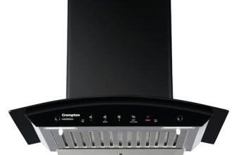 Crompton Intellimotion 60 Cm Curved Glass Kitchen Chimney With Auto-Clean & 990 M³/Hr Suction | Silent Kitchen Chimney With Baffle Filter, Motion Sensor And Touch Control (Black)