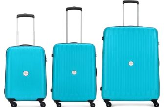 Aristocrat Armstrong 3 Pc Set Cabin 55 Cm(Small) Check-In 66 Cm(Medium) Check-In 75 Cm(Large) 4 Wheels Trolley Bags For Travel Hard Case Luggage, Lightweight Bag With Combination Lock (Teal Blue)