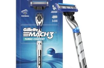 Gillette Mach 3 Turbo Shaving Razor For Men | Most Comfortable Shave | Flexiball & Dynamic Pivot For Safe Shave | Anti-Friction Blades & Lubricating Strip For Smooth Shave And Sensitive Skin
