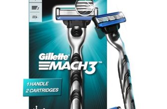 Gillette Mach 3 (Handle + 2 Cartridges) Razor For Men,Value Pack With 3 Anti-Friction Blades, Dynamic Pivot For Smooth & Comfortable Shave,Ergonomic Handle & Lubrastrip|For Safe Shave & Sensitive Skin