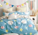 Shopperstop 122 TC Polycotton Double Geometric Flat Bedsheet(Pack of 1, Sky Blue)