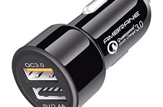 Ambrane 30W Fast Car Charger With Dual Output, Qualcomm Quick Charge 3.0 Compatible With All Cars For Iphone, All Smartphones, Tablets & More, Multi-Layers Protection (Acc11Qc, Black)