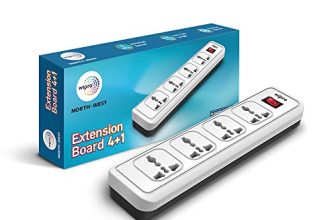 Wipro Essential 4+1 Extension Board | 4 Universal Socket With Single Switch | 2 Meter Long Cord | Child Safety | Auto Cutoff | Fire Resistant | Multiplug Socket For Home, Office | Pack Of 1 | White
