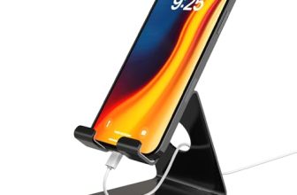 Amazon Basics Desktop Mobile Stand Phone Mount Tabletop Holder For Phones And Tablets – Black