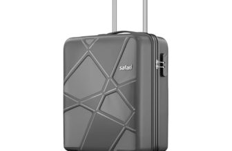 Safari Polypropylene (Pp) Pentagon Hardside Small Size Cabin Luggage Suitcase 4 Spinner Wheels Trolley Bags For Travel Dark Grey Color 55Cm