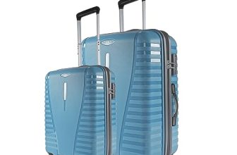 Aristocrat Air Pro Set Of 2 Hard Check-In Luggage (56+76Cm) | Cabin And Large Check-In Luggage | Lightweight Luggage With Strong Wheels, Secured Zip And Secured Combination Lock | Cross Teal
