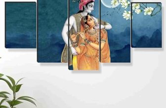 Saf Radha Krishna Paintings For Wall Decoration – Set Of Five, 3D Modern Art Painting For Living Room Large Size With Frames For Home Decoration, Hotel, Office 76.2 Cm X 45 Cm Sanfpnls35472