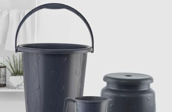 Cello Petal Bathroom Set | Sturdy And Durable | Lightweight And Rigid | Easy To Clean And Attractive Design | Small Set Of 3, Dark Grey