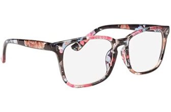 Dervin Blue Light Blocking Glasses Gaming Filter Transparent Square Eyeglasses For Eye Protection Men Women, Computer/Tablet/Laptop/Mobile/Tv, Anti-Blue & Anti Eyestrain (Flower Print)