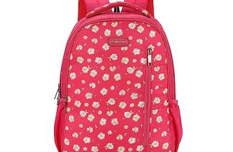 Lavie Sport Gerbera 26L Floral Printed School Backpack For Girls (Magenta)