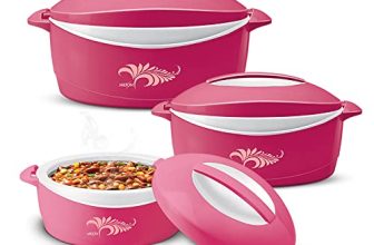 Milton Delight Jr. Inner Stainless Steel Serving Casserole Gift Set Of 3 (520 Ml, 820 Ml, 1.3 Litres), Pu Insulated Kitchen Hot Pot, Keeps Food Hot & Fresh For Roti, Biryani, Pink