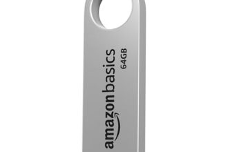 Amazon Basics 64 Gb Flash Drive | Usb 2.0 M Series | Temperature, Shock And Vibration Resistant | Metallic Silver
