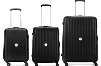 Aristocrat Polypropylene Armstrong 3 Pc Set 4 Spinner Wheels Trolley Bags For Travel Hardcase Luggage, Lightweight Bag With Combination Lock (Black)(55, 65 & 75) Cm, Small,Medium & Large