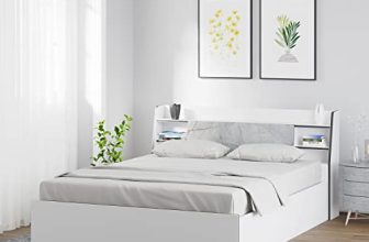 @Home By Nilkamal Marbito Engineered Wood Queen Bed With Headboard & Box Storage (White)