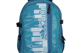 Amazon Basics Large Sydney Skyline Laptop Bag | Air Mesh Foam Padding | Durable Rain Cover (Sky Blue)
