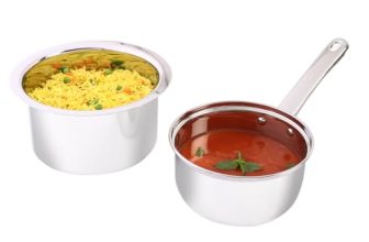 Wonderchef Nigella Stainless Steel Saucepan (16Cm, 1.5 L) And Cooking Pot (18Cm, 2 L) | Cook And Serve | Scratch & Chip Resistance | Extra Deep Curved Body | Make Tea, Coffee, Rice