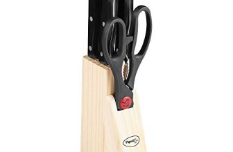 Pigeon By Stovekraft Angular Holder Shears Kitchen Knifes 6 Piece Set With Wooden Block (Stainless Steel)