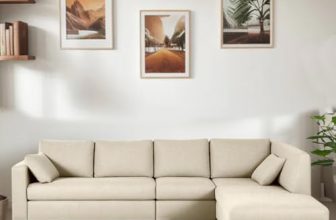 Casafurnish Ceasaro 6 Seater Fabric Rhs L Shape Sofa Set (Cream)