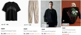 Myntra Loot : Upto 70% Off On H&M Clothing.Men’s : Cargos & Trousers from 899 : Sweatshirts & Hoodies : Sweaters : Tshirts from 279 : Shirts from 649 : Jeans from 999 : Jackets : Shorts : More : Women’s : Boy’s : Girl’s : Many Products at 50% Off | Surf All Pages🔥+ Extra Discount Coupon (Showing in Cart)