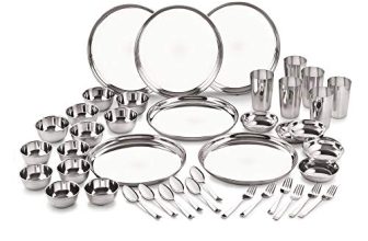 Neelam Stainless Steel 24 Gauge Premium 42 Pieces Dinner Set, Ideal Gifting Dinner Set, Ideal For Special Occasions Like Anniversary, Wedding, Housewarming Party, Dishwasher Safe, Silver