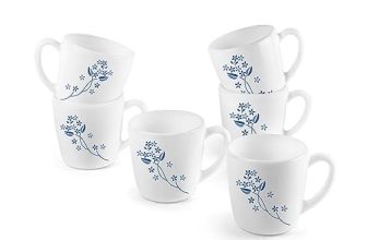 Cello Ricca Mug 6 Pcs Set | Cups For Tea,Coffee,Espressoc| Thermal Resistant | Light Weight | Ideal Gifting Option | Dainty Blue | 100Ml