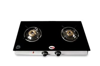 Hornbills Auto Ignition Glass Top 2 Burner Gas Stove, Black, Lpg (Isi Certified, Black)- 2 Year Warranty By Horbills Applainces