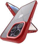 Vaku Luxos® Trans Armor for iPhone 14 Pro Max Cover Case, 6 Feet Drop, Metal Ring Camera Protection, Shockproof, Scratch Resistant, Slim, Compatible with iPhone 14 Pro Max Back Cover – Red