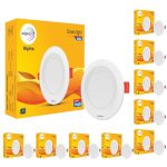 wipro Abs Plastic 6W Alpha Downlight For Junction Box | Blue | 3 Inch Cutout, 22Mm Height | Surge Protection Upto 350 VA | High Voltage Protection Upto 4KV | Pack Of 10