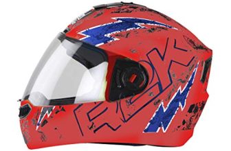 Steelbird High Impact Abs Material Shell Glossy Fluo Sba-1 R2K Live Isi Certified Full Face Graphic Helmet (Watermelon, Blue With Clear Visor, Large 600 Mm)