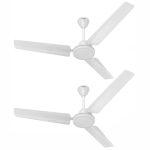 Havells 1200mm Mozel ES Ceiling Fan | Best in class base fan, High Air Delivery, Energy Saving, 100% Pure Copper Motor | 2 Year Warranty | (Pack of 2, Elegant White)