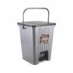 Nayasa Square Pedal Bin- 11.6 Ltrs | Garbage Waste Bin For Kitchen, Bathroom, Office | Strong & Durable Plastic Dustbin | Grey