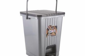 Nayasa Square Pedal Bin- 11.6 Ltrs | Garbage Waste Bin For Kitchen, Bathroom, Office | Strong & Durable Plastic Dustbin | Grey