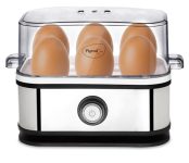 Pigeon by Stovekraft Perfecto Egg Boiler with See Through Lid |350 Watts |Boil upto 6 Eggs (Hard, Medium, Soft) | Measuring Cup |1 year warranty | Automatic Shut off, Black & Silver