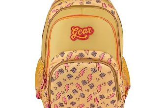 Gear Frosted 40L Large Water Resistant School Bag/Casual 4 Compartment Backpack/Daypack/Travel 4 Compartment Backpack/Kids Bag/College Bag For Boys/Girls/Men/Women (Yellow-Pink)