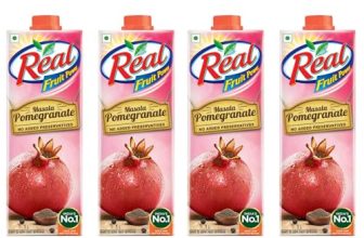 Dabur Real Masala Pomegranate Fruit Juice-1L (Pack Of 4)| No Added Preservatives, No Artificial Colours & Flavours|Chatpata Masala|Fruit Nutrition|Tasty, Refreshing & Energizing Fruit Drink