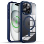 amazon basics Mag-Safe Case Compatible for iPhone 15 Pro Cover | Transparent Ultra Hybrid Drop and Camera Protection Back Cover Case Compatible for iPhone 15 Pro (Blue, for iPhone 15 Pro)