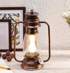 tu casa Transparent Glass Shade with Copper Metal-Iron Base Table Lantern Lamp | Elegant Bedside & Desk Lamp for Bedroom, Living Room, Office, Home Décor & Gifting (Height-12.5 Inch/No Blub Included)