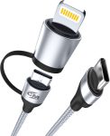 Callmate 2-in-1 Cable 2 A 1 m 60W 2in 1 Type C to Type C Fast Charging/ Data Cable(Compatible with Type C and Lightning Devices, Silver, One Cable)