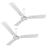 Havells 1200Mm Ambrose Es Ceiling Fan|Premium Finish,Deco. Fan,Elegant Looks,High Air Delivery,Energy Saving,100% Pure Copper Motor|2 Year Warranty By Brand|(4 stars,Pack Of 2,Pearl White Wood)