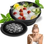 BatHRemedy Ice Face Bowl for Skin Care, Foldable Ice Water Bowl for Facial Dip, Reusable Cooling Bowl for Spa, Cold Therapy Bath Bowl for Beauty, Portable Ice Facial Bowl for Daily Skincare (Blck)