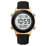 SKMEI Multifunctional Casual Watch for Men Digital Display White Dial Zinc Alloy Men’s Leather Black Color Stylish Band, Water-Resistant & Scratch-Resistant-2079