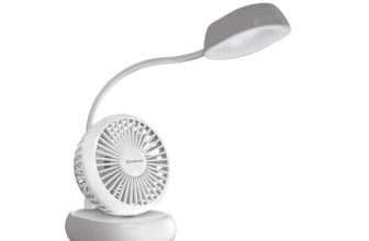 Goldmedal Twiz 100 mm Mini Portable Fan| Desk Mounted| Type-C USB-Powered Rechargeable Battery with 8-9 Hours Backup| 3-Light Brightness Setting| Personal Fan for Home & Office | Easy to Carry (White)