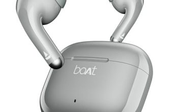 boAt Airdopes 101v2, 35H Battery, ENx Tech, 13mm Drivers, ASAP Charge, Flex-Fit Ear Tips,Stream Ad Free Music via App Support, Bluetooth Earbuds, TWS Ear Buds Wireless Earphones with mic (Cloudy Grey)