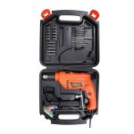 BLACK+DECKER HD555K50-IN 550W 13MM Corded, Variable Speed Reversible IMPACT DRILL KIT with 50 ACCESSORIES Kitbox for Home and Professional Use, 2800 RPM, 1 Year Warranty, (SIDE HANDLE INCLUDED)
