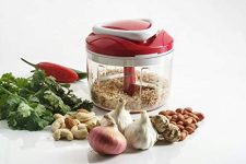 Ganesh Kitchen Dori Handy Vegetable and Fruit Manual Onion Dry Fruit Salad Maker Vegetable Quick String Chopper Machine, Cutter – 3 Stainless Steel Blades – Red