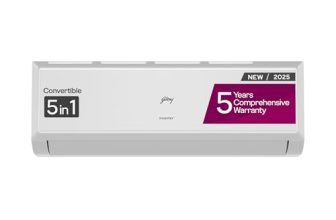 Godrej 1.5 Ton 3 Star, 5 Years Comprehensive Warranty, AI Powered, 5-In-1 Convertible Cooling, Inverter Split AC (Copper, 2025 Model, Heavy duty cooling at 52 °C, AC1.5T EI 18P3T WZT 3S, White)