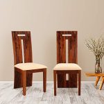 HomeTown Austin Solid Wood Dining Chair Set of Two in Honey Colour