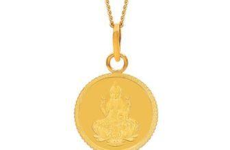 Kalyan Jewellers Women 24K (999) Purity Goddess Lakshmi Gold Coin Pendant 2 Gms